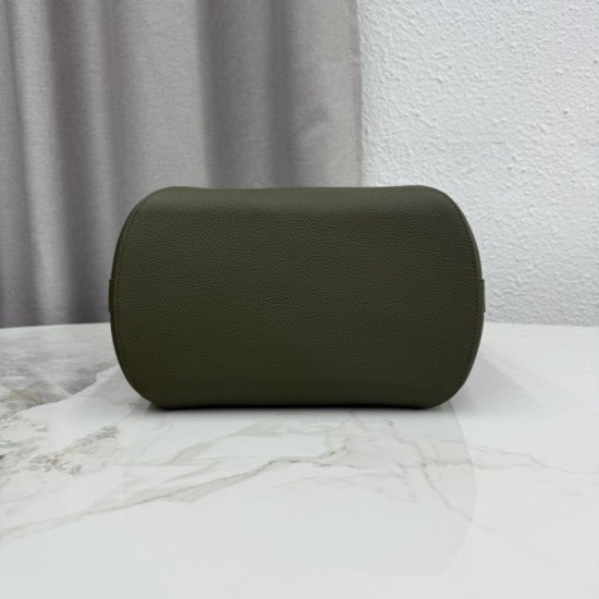 Replica fedele Borsa a secchiello medio Dior Medalillon M1532 Verde scuro Imitazione Outlet