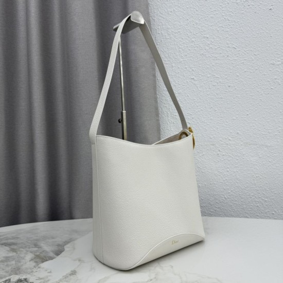 Replica fedele Borsa a secchiello medio Dior Medalillon M1532 Bianco Imitazione Outlet