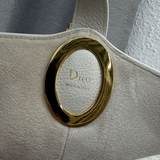 Replica fedele Borsa a secchiello medio Dior Medalillon M1532 Bianco Imitazione Outlet