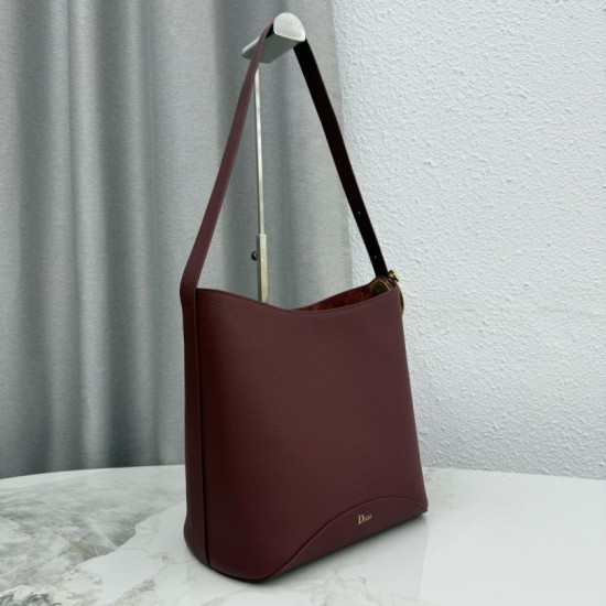Replica fedele Borsa a secchiello medio Dior Medalillon M1532 Borgogna Imitazione Outlet