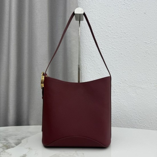 Replica fedele Borsa a secchiello medio Dior Medalillon M1532 Borgogna Imitazione Outlet