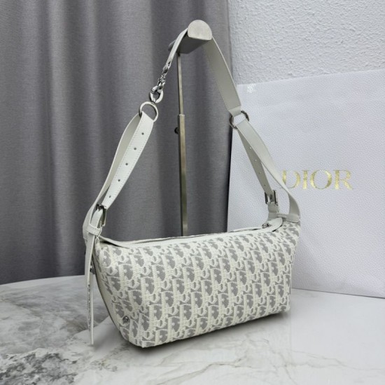 Replica fedele Borsa a tracolla piccola Dior D-Journey M2416 beige/grigio Imitazione Outlet