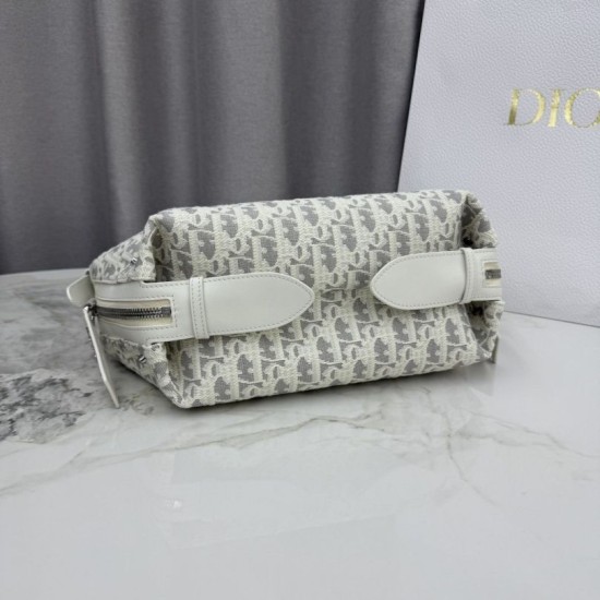Replica fedele Borsa a tracolla piccola Dior D-Journey M2416 beige/grigio Imitazione Outlet