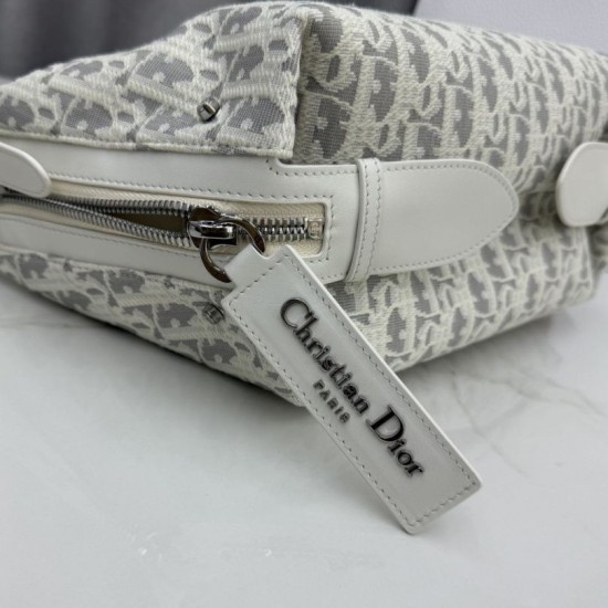 Replica fedele Borsa a tracolla piccola Dior D-Journey M2416 beige/grigio Imitazione Outlet