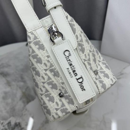 Replica fedele Borsa a tracolla piccola Dior D-Journey M2416 beige/grigio Imitazione Outlet