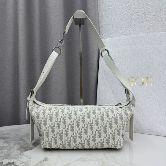 Replica fedele Borsa a tracolla piccola Dior D-Journey M2416 beige/grigio Imitazione Outlet