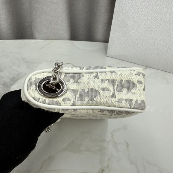 Replica perfetta Pochette Dior Oblique Bow Chain S2504 beige/grigio Falsa Online Replica fedele Pochette Dior Oblique Bow Chain S2504 beige/grigio Imitazione Outlet