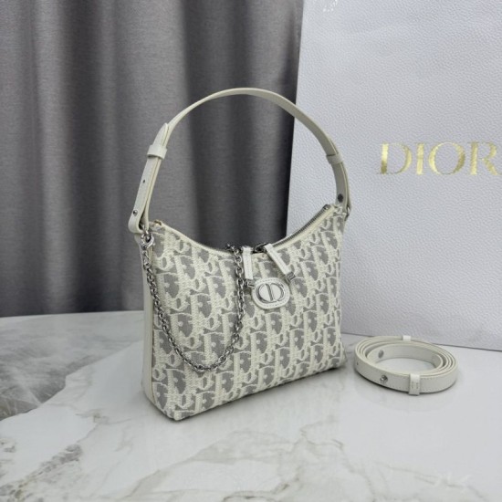 Replica fedele Borsa a tracolla Dior 30 Montaigne Miss Caro Oblique beige/grigio Imitazione Outlet