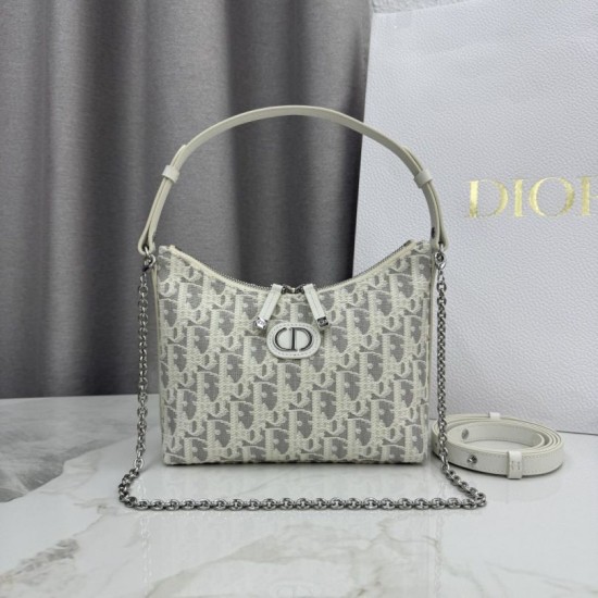 Replica fedele Borsa a tracolla Dior 30 Montaigne Miss Caro Oblique beige/grigio Imitazione Outlet