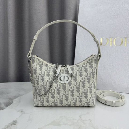 Replica fedele Borsa a tracolla Dior 30 Montaigne Miss Caro Oblique beige/grigio Imitazione Outlet
