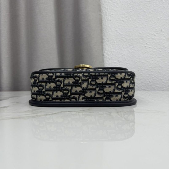 Replica fedele Borsa a tracolla Dior Medallion M3920 Oblique Blu Imitazione Outlet