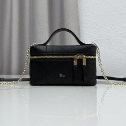 Replica fedele Borsa a mano Dior Trianon Soft Vanity Mini Chain S4613 Nera Imitazione Outlet