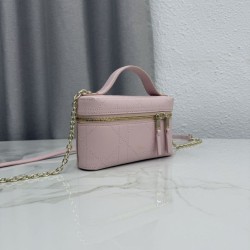 Replica fedele Borsa a mano Dior Trianon Soft Vanity Mini Chain S4613 Rosa Imitazione Outlet