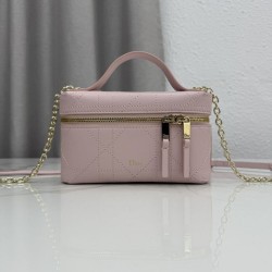 Replica fedele Borsa a mano Dior Trianon Soft Vanity Mini Chain S4613 Rosa Imitazione Outlet