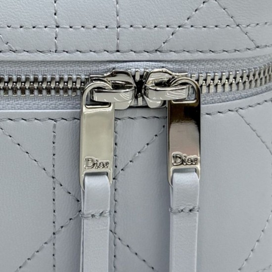 Replica fedele Borsa a mano Dior Trianon Soft Vanity Mini Chain S4613 Blu Imitazione Outlet