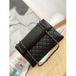 Replica fedele Borsa Chanel trapuntata media con tracolla a catena nero Imitazione Outlet