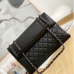 Replica fedele Borsa Chanel trapuntata media con tracolla a catena nero Imitazione Outlet