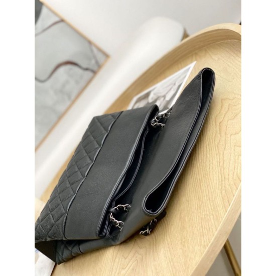 Replica fedele Borsa Chanel trapuntata media con tracolla a catena nero Imitazione Outlet