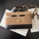 Replica fedele Borsa da viaggio Chanel 26P con catena AP5186 scamosciata marrone Imitazione Outlet