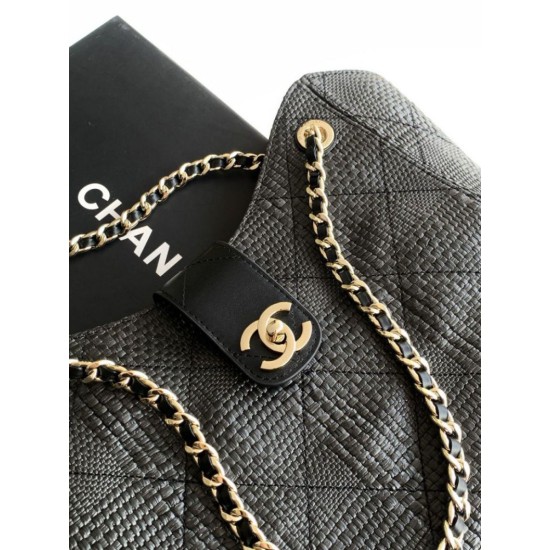 Replica fedele Borsa shopping Chanel 2026 rafia intrecciata AS6090 albicocca Imitazione Outlet
