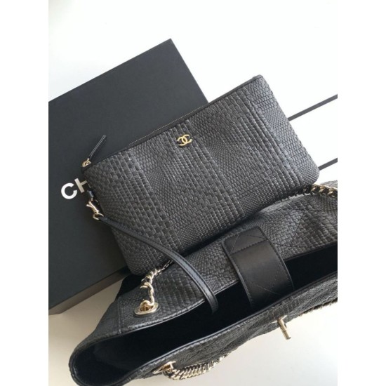 Replica fedele Borsa shopping Chanel 2026 rafia intrecciata AS6090 albicocca Imitazione Outlet