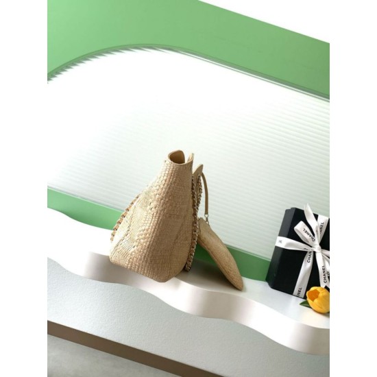 Replica fedele Borsa shopping Chanel 2026 rafia intrecciata AS6090 Nero Imitazione Outlet