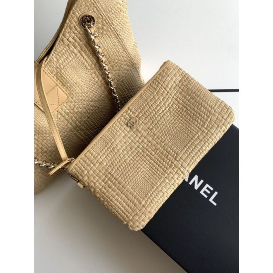 Replica fedele Borsa shopping Chanel 2026 rafia intrecciata AS6090 Nero Imitazione Outlet