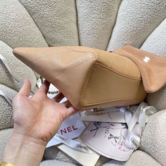 Replica fedele Borsa shopping Chanel piccola/grande AS6095/AS6090 con pochette marrone Imitazione Outlet