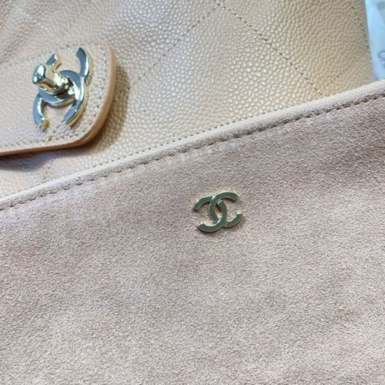 Replica fedele Borsa shopping Chanel piccola/grande AS6095/AS6090 con pochette marrone Imitazione Outlet
