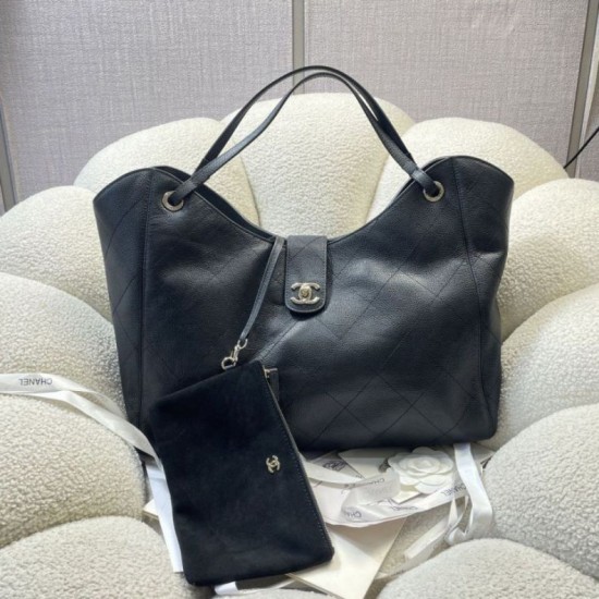 Replica fedele Borsa shopping Chanel piccola/grande AS6095/AS6090 con pochette nera Imitazione Outlet