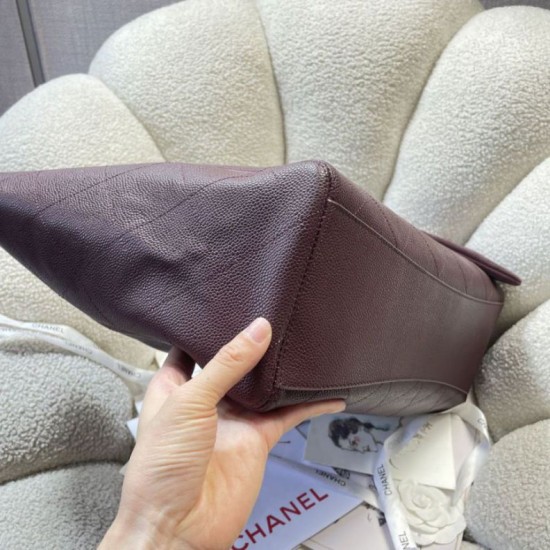 Replica fedele Borsa shopping Chanel piccola/grande AS6095/AS6090 con pochette Borgogna Imitazione Outlet