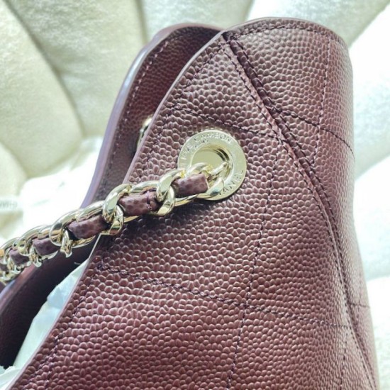 Replica fedele Borsa shopping Chanel piccola/grande AS6095/AS6090 con pochette Borgogna Imitazione Outlet