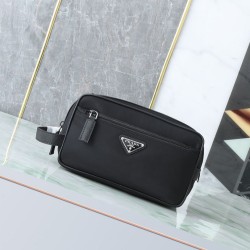 Replica fedele Pochette da viaggio Prada nylon/pelle saffiano nera Imitazione Outlet