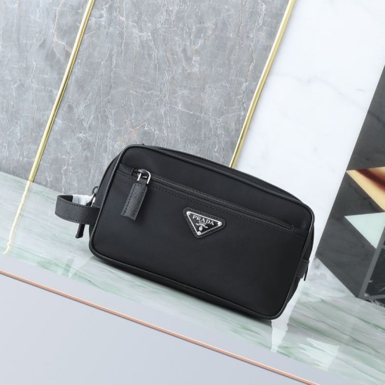 Replica perfetta Pochette da viaggio Prada nylon/pelle saffiano nera Falsa Online Replica fedele Pochette da viaggio Prada nylon/pelle saffiano nera Imitazione Outlet