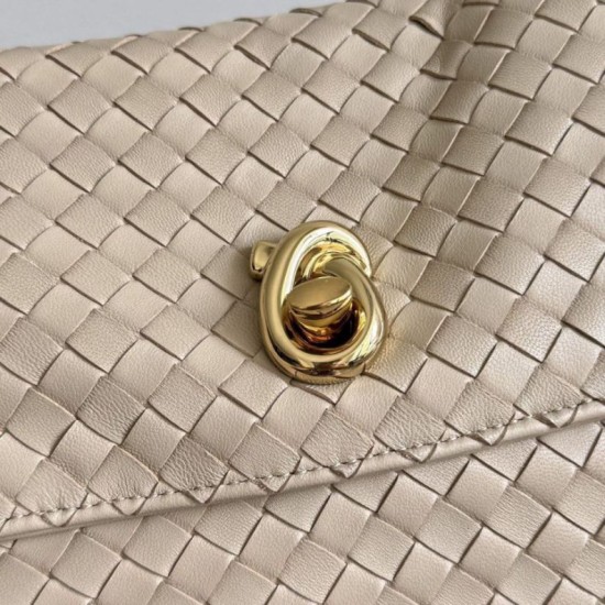 Replica fedele Borsa a spalla Bottega Veneta Madison Intrecciato Ecru-Muse Imitazione Outlet