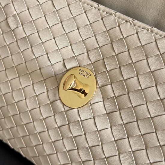 Replica fedele Borsa a spalla Bottega Veneta Madison Intrecciato Ecru-Muse Imitazione Outlet