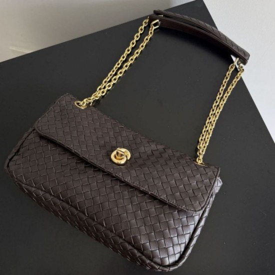 Replica fedele Borsa a tracolla Madison di Bottega Veneta intrecciata Borgogna Imitazione Outlet