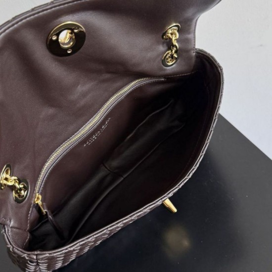 Replica fedele Borsa a tracolla Madison di Bottega Veneta intrecciata Borgogna Imitazione Outlet