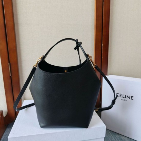 Replica fedele Borsa a tracolla Celine Small Teen Hobo con portamonete Nero Imitazione Outlet