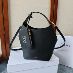 Replica fedele Borsa a tracolla Celine Small Teen Hobo con portamonete Nero Imitazione Outlet