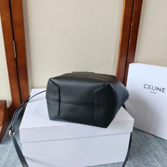 Replica fedele Borsa a tracolla Celine Small Teen Hobo con portamonete Nero Imitazione Outlet