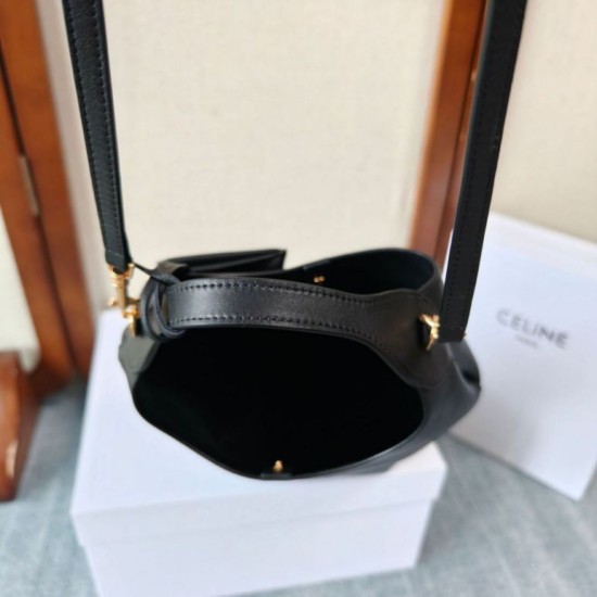 Replica fedele Borsa a tracolla Celine Small Teen Hobo con portamonete Nero Imitazione Outlet