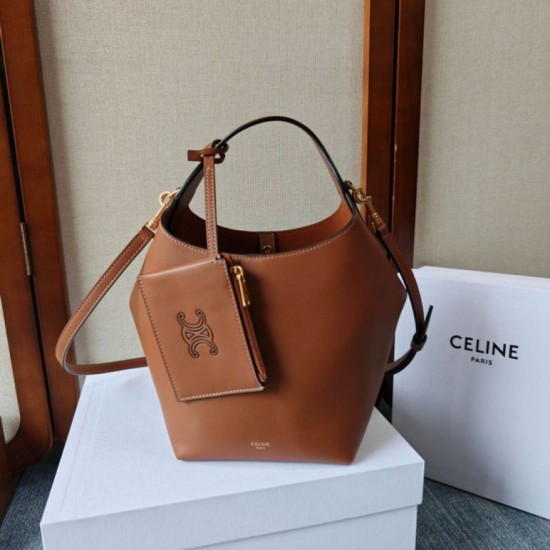 Replica fedele Borsa a tracolla Celine Small Teen Hobo con portamonete marrone Imitazione Outlet