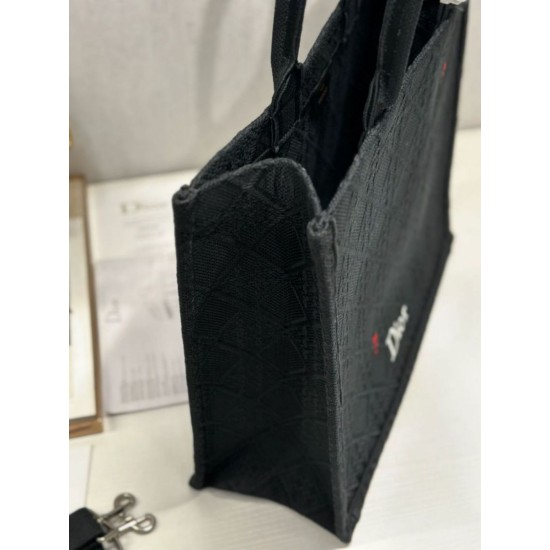 Replica fedele Borsa Dior media Book Tote con tracolla api nero Imitazione Outlet
