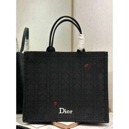 Replica fedele Borsa Dior media Book Tote con tracolla api nero Imitazione Outlet