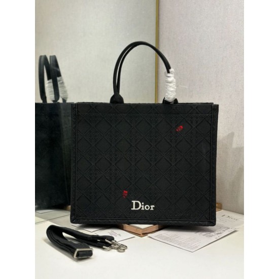 Replica fedele Borsa Dior media Book Tote con tracolla api nero Imitazione Outlet