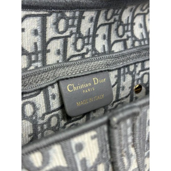Replica fedele Borsa a tracolla Dior Saddle Oblique ricamata grigia Imitazione Outlet