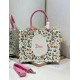 Replica fedele Borsa tote Dior Book multicolore con ricamo Daisy Garden e manico rosa Imitazione Outlet