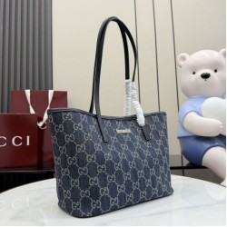 Replica fedele Borsa tote piccola Gucci Tribeca 875236 GG denim blu Imitazione Outlet