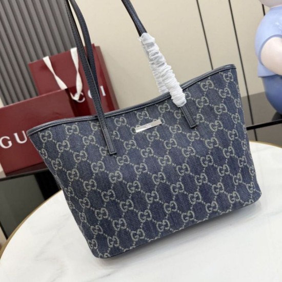 Replica fedele Borsa tote piccola Gucci Tribeca 875236 GG denim blu Imitazione Outlet